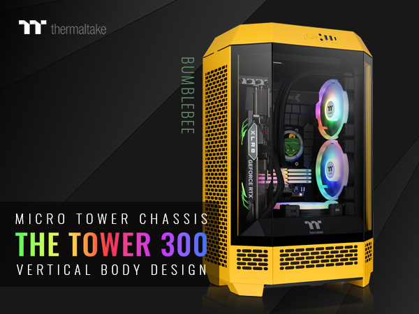 Thermaltake Tower 300 BumbleBee Micro-ATX Case; 2x140mm CT Fan